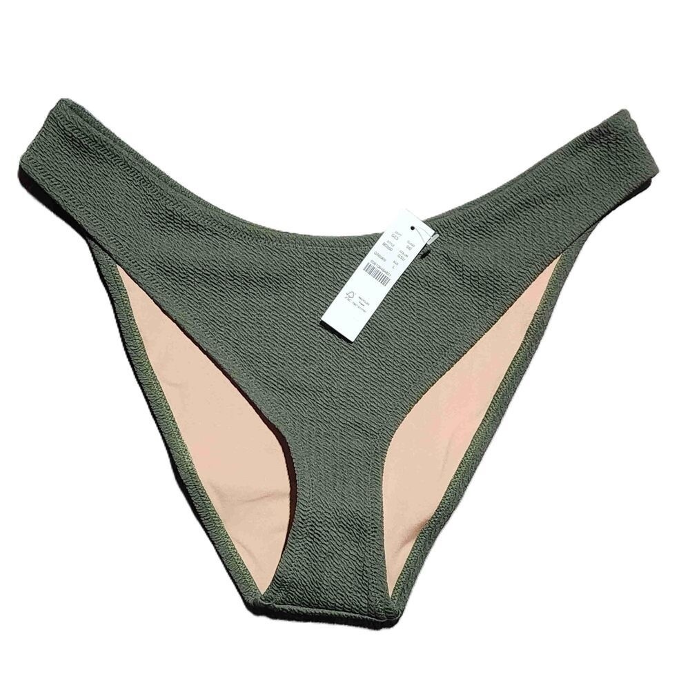 J.Crew Womens Ribbed High Cut Bikini Bottom Large NWT